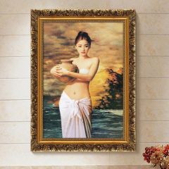 陶瓷女陶美人仿真油画人物客厅卧室欧式艺术装饰画